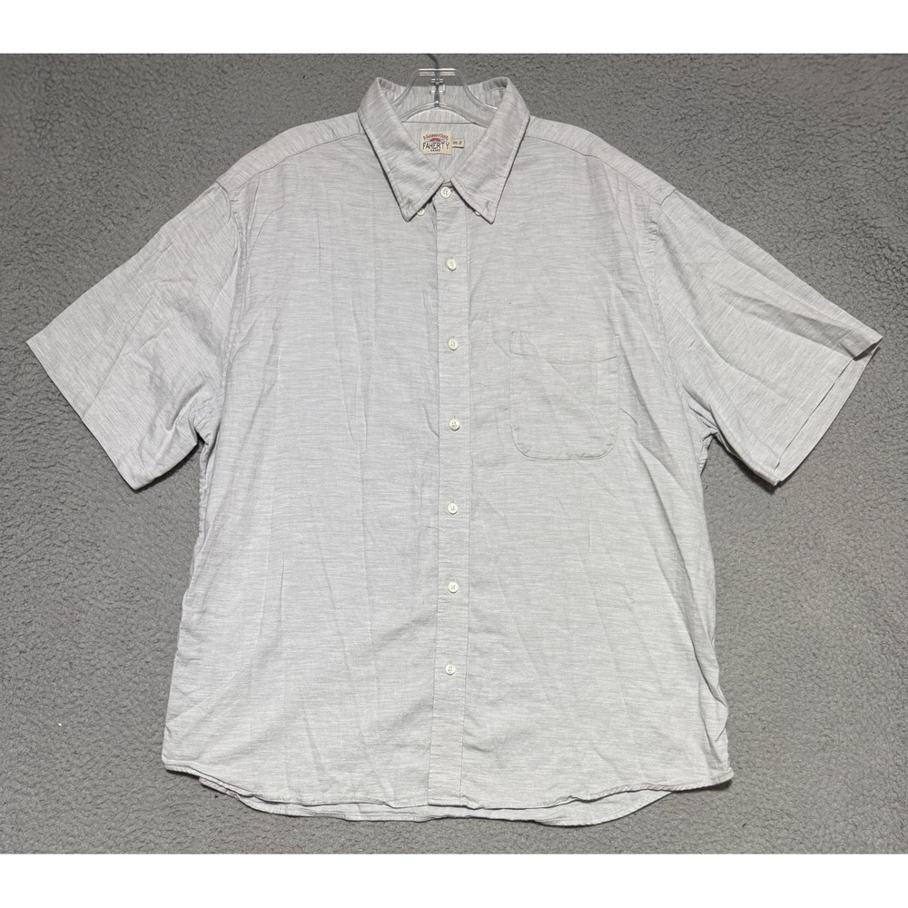Faherty short sleeve button up shirt Mens size 2XL Light Gray